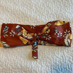 ✨ Zaful Women’s Brown Floral Strapless Bandeau Swim Bikini Top Medium 6